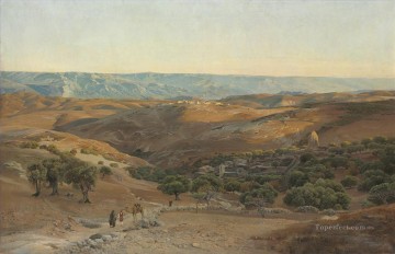ユダヤ人 Painting - ベサニー・グスタフ・バウエルンファインドから見たマオブの山々 東洋主義のユダヤ人